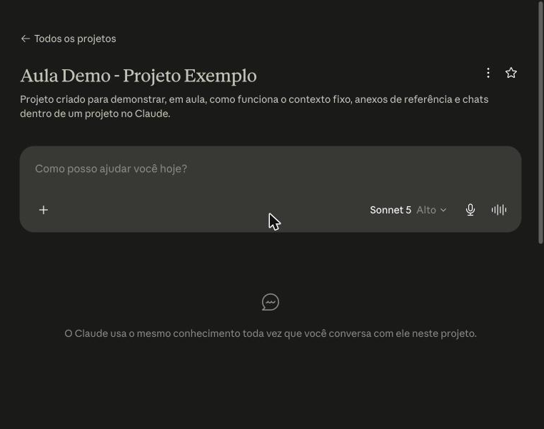 Chat novo aberto dentro do projeto